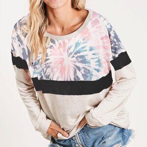 BiBi Mix And Match Color French Terry Wide Neck Top